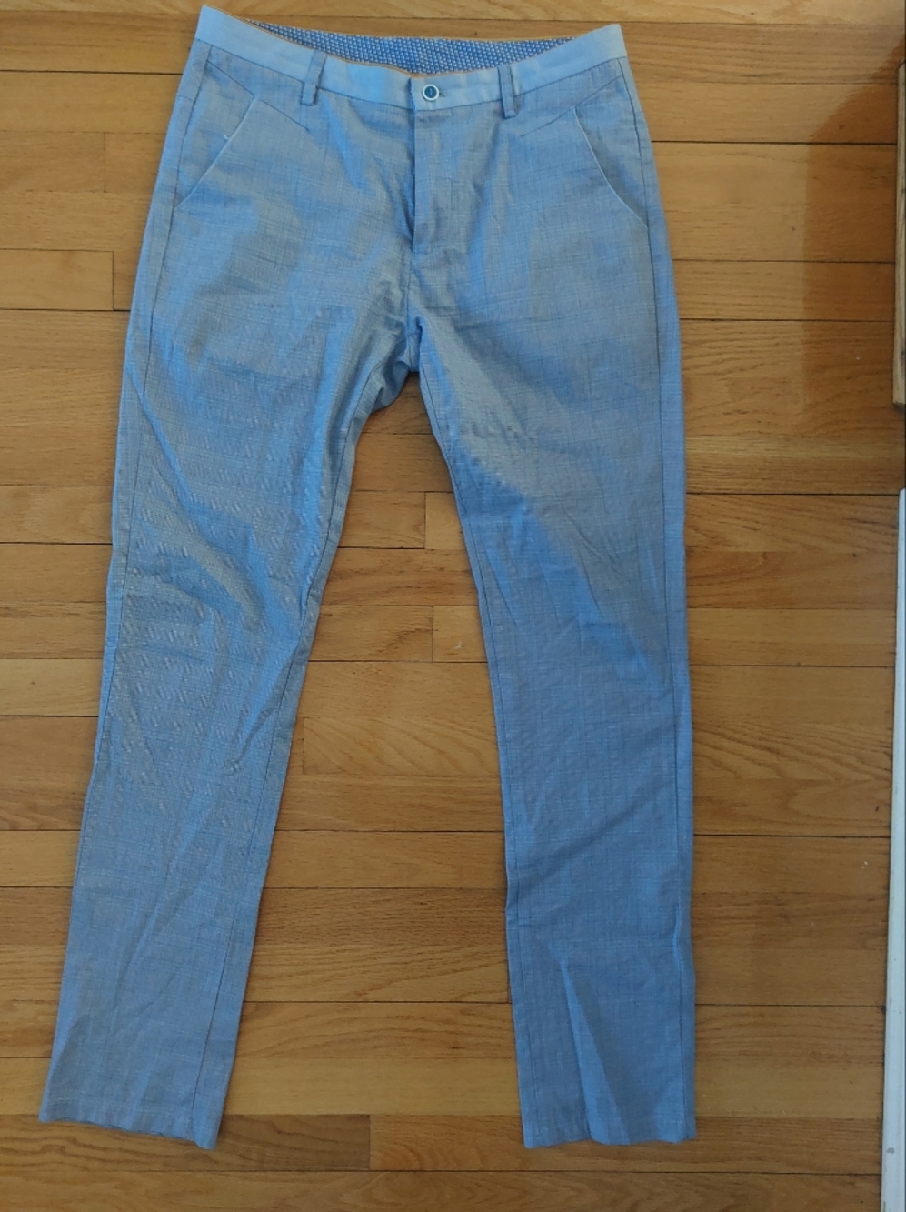 Classic Light Blue Patterned Dress Pants